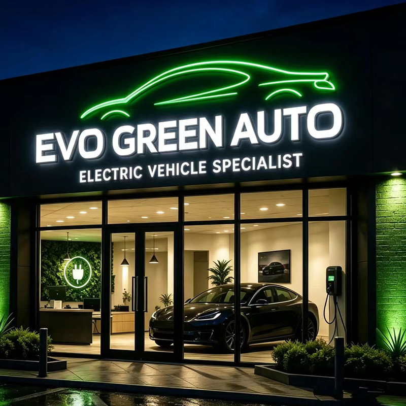 Auto Repair Shop Logo Design - ป้ายไฟ LED แบบกำหนดเองสำหรับติดตั้งภายนอกอาคาร กันน้ำ สำหรับร้านซ่อมรถยนต์ ป้ายไฟโลโก้แบบเรืองแสงด้านหน้า
